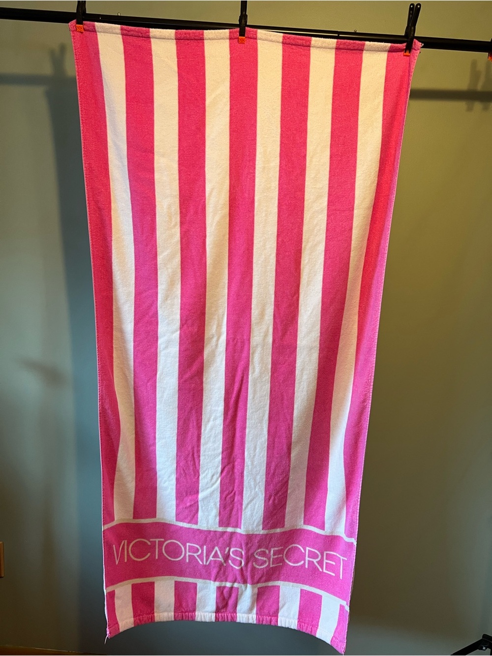 Victoria's Secret Pink and White Striped Towel 2010s